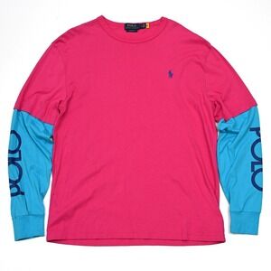 Polo Ralph Lauren T-Shirt Long Sleeve Spell Out Skateboard 90s Streetwear Medium